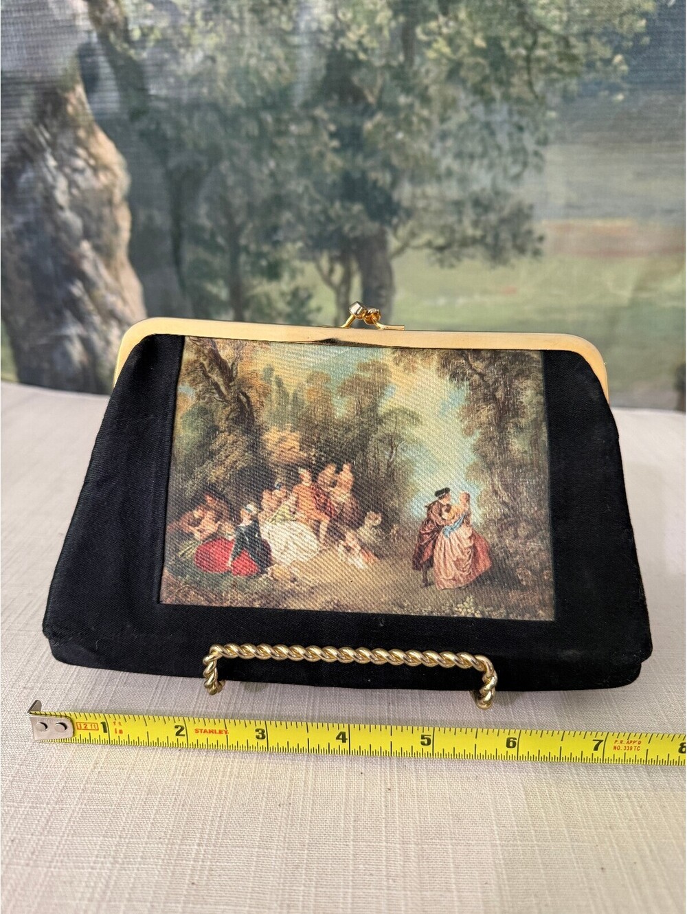 Black Clutch Purse with Romantic Scene